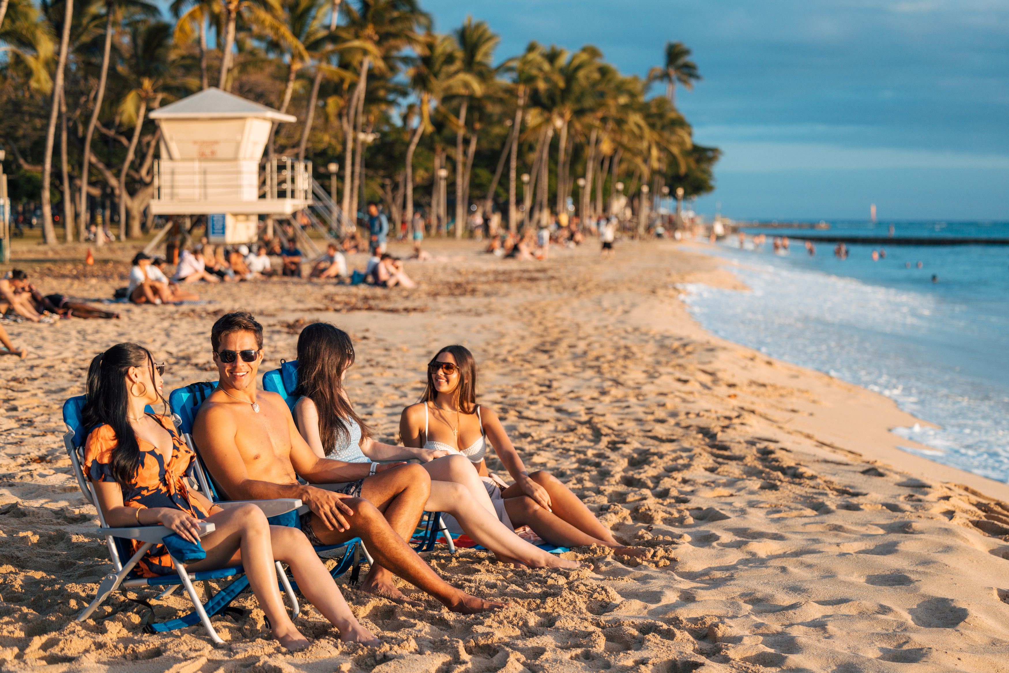 group vacation on a beach hotel
