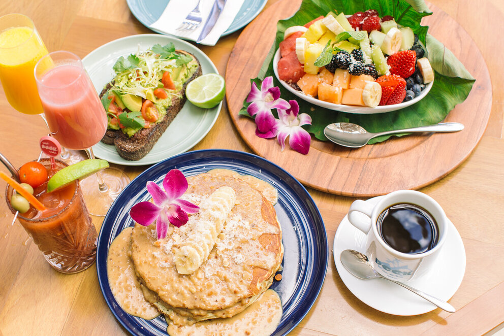 Table Of Food with Coffee