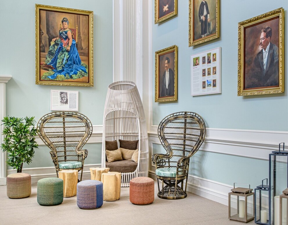 Two Chairs with art in Hotel