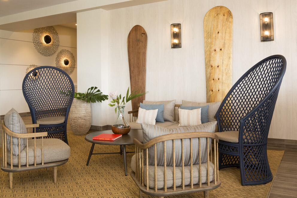 Chairs around small coffee table