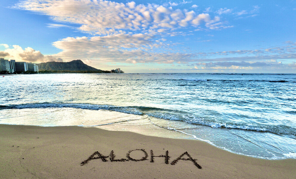 Aloha Written on Beach