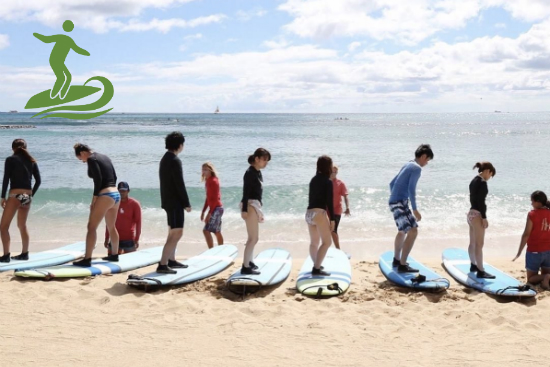 Students taking free surf demo lesson